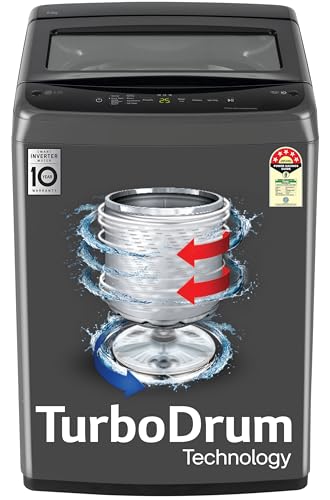 LG 8 Kg 5 Star Smart Inverter Technology Fully Automatic Top Load Washing Machine (2025 Model, T80VBMB4Z, Turbodrum, Auto Prewash, Stainless Steel drum, LED Display, Smart Diagnosis, Middle Black)