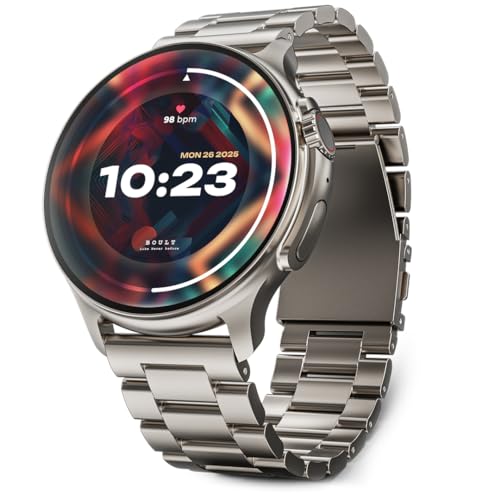 Boult Newly Launched Rover Pro Smart Watch 1.43'' AMOLED, Bluetooth Calling, IP68, Zinc Alloy Frame, 1000 Nits Brightness, AI Voice Assistant, SpO2 Monitoring, 120+ Sports Mode Smartwatch (Regal)