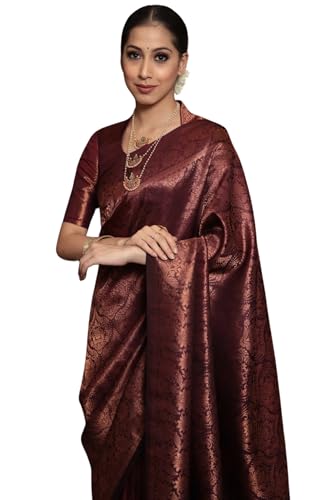 SGF11 Women's Trendy Kanjivaram Soft Lichi Silk Saree With Blouse Piece