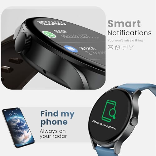 Boult Newly Launched Rover Pro Smart Watch 1.43'' AMOLED, Bluetooth Calling, IP68, Zinc Alloy Frame, 1000 Nits Brightness, AI Voice Assistant, SpO2 Monitoring, 120+ Sports Mode Smartwatch (Regal)