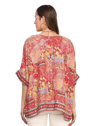 KE KANHA EXPORTS top Stylish Women Tops Multi-Neck Option-Round,v-Neck,Boat Neck Loose fit Variety of Sleeves Tops Boho Floral Western top fit to All Women Shape