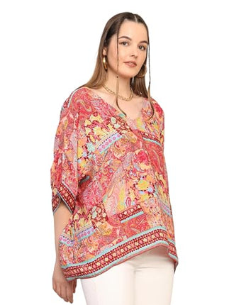 KE KANHA EXPORTS top Stylish Women Tops Multi-Neck Option-Round,v-Neck,Boat Neck Loose fit Variety of Sleeves Tops Boho Floral Western top fit to All Women Shape