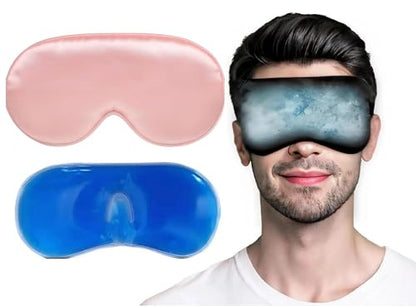 VALKYRIE Velvet Cooling Gel Relaxing Eye Sleep Mask For Dark Circles, Dry Eyes, Cooling Eyes, Pain Relief, Redness, Eye Patches, Sleeping Cool Pad Suitable For All Family Members Sleeping Mask (BLACK GEL)