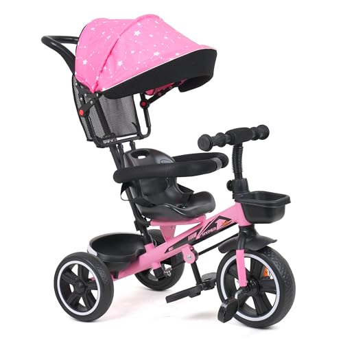 Luusa TFT Hyper 500 PRO Canopy/Plug N Play Trike/Baby Tricycle with Parental Control for 1 Years to 4 Years Boys/Girls/Carrying Capacity Upto 30kgs Proudly Made in India,Pink,Black