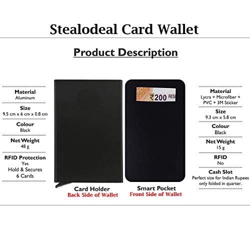 Stealodeal Black RFID Protected Aluminum pop Up Jacket Debit/Credit/ATM Card Holder (Unisex)