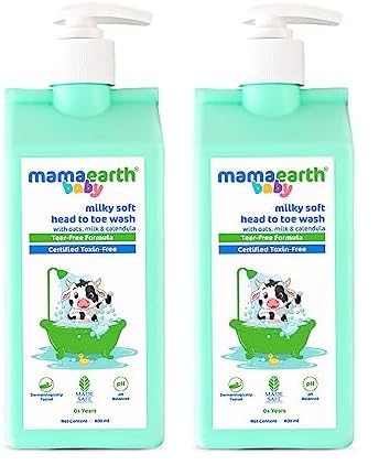 Mamaearth Milky Soft Head to Toe Wash With Oats, Milk, and Calendula for Babies- 400 ml 2-in-1 Tear-Free Body Wash & Shampoo | Moisturizes and Soothes Skin