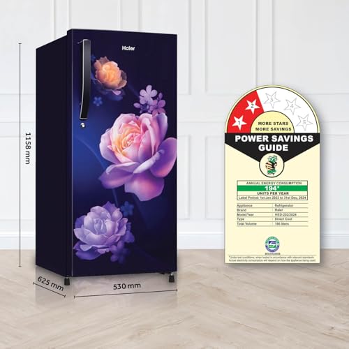 Haier 190 L, 2 Star, Direct-Cool Single Door Refrigerator (HED-202MN-P, Marine Noisettes, 2024 Model) 