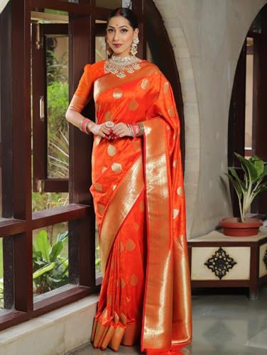 SGF11 Women's Trendy Kanjivaram Soft Lichi Silk Saree With Blouse Piece