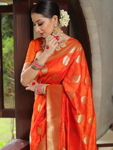 SGF11 Women's Trendy Kanjivaram Soft Lichi Silk Saree With Blouse Piece