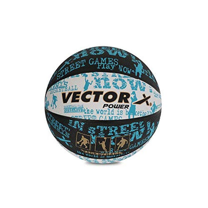 Vector X BB-Power-BLK-WHT-BLU-7 Rubber Basketball, Size 7 (Black/White/Blue)