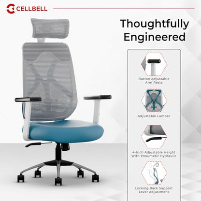 CELLBELL C190 Berlin Office Chair, High Back Mesh Ergonomic Home Office Desk Chair (Red - Black)