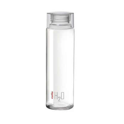 Cello H2O Glass Fridge Water Bottle with Plastic Cap | Leak Proof & Break-Proof | Wide Mouth & Easy to Clean | Best Usage for Office/School/College | 920ml | Red