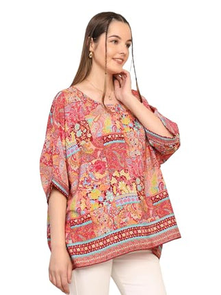 KE KANHA EXPORTS top Stylish Women Tops Multi-Neck Option-Round,v-Neck,Boat Neck Loose fit Variety of Sleeves Tops Boho Floral Western top fit to All Women Shape