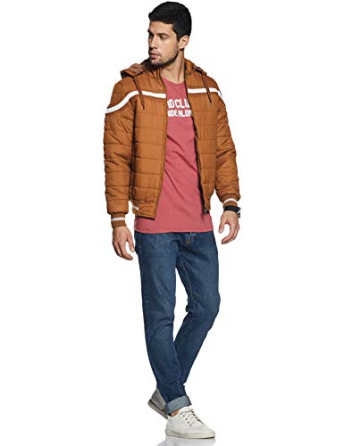 Men's Regular Fit Quilted Bomber Jacket with Detachable Hood - Winter Warm, Insulated Lining, Ribbed Cuffs, and Stylish Design