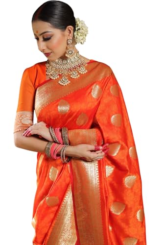 SGF11 Women's Trendy Kanjivaram Soft Lichi Silk Saree With Blouse Piece