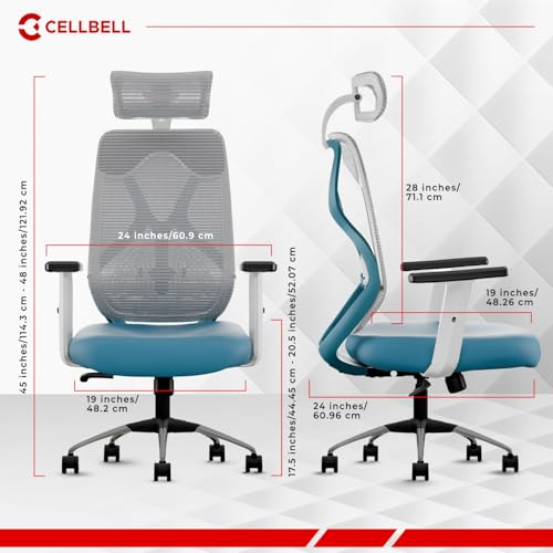 CELLBELL C190 Berlin Office Chair, High Back Mesh Ergonomic Home Office Desk Chair (Red - Black)