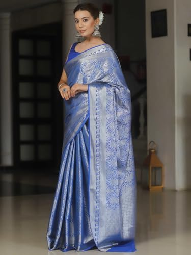 SGF11 Women's Trendy Kanjivaram Soft Lichi Silk Saree With Blouse Piece