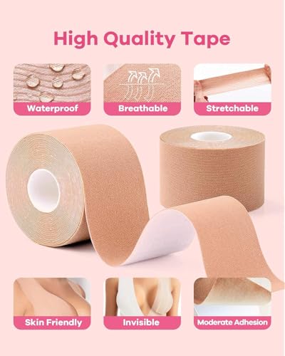 COOFANDY 216 Strips Double Sided Tape for Fashion, Clothing and Body | All Day Strength Invisible Dress Tape for women | Gentle to stick on Skin and clothes | Transparent (216 strips)