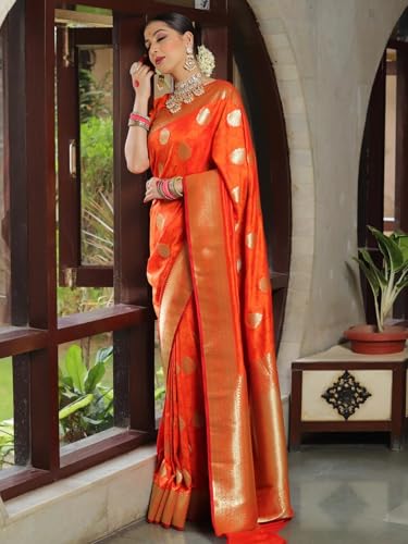 SGF11 Women's Trendy Kanjivaram Soft Lichi Silk Saree With Blouse Piece