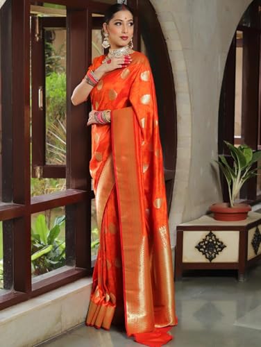 SGF11 Women's Trendy Kanjivaram Soft Lichi Silk Saree With Blouse Piece