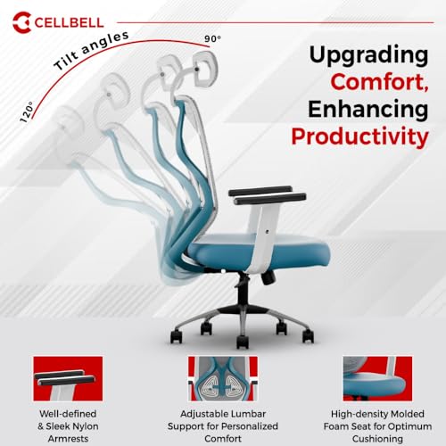 CELLBELL C190 Berlin Office Chair, High Back Mesh Ergonomic Home Office Desk Chair (Red - Black)