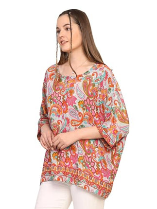 KE KANHA EXPORTS top Stylish Women Tops Multi-Neck Option-Round,v-Neck,Boat Neck Loose fit Variety of Sleeves Tops Boho Floral Western top fit to All Women Shape