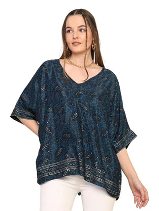 KE KANHA EXPORTS top Stylish Women Tops Multi-Neck Option-Round,v-Neck,Boat Neck Loose fit Variety of Sleeves Tops Boho Floral Western top fit to All Women Shape