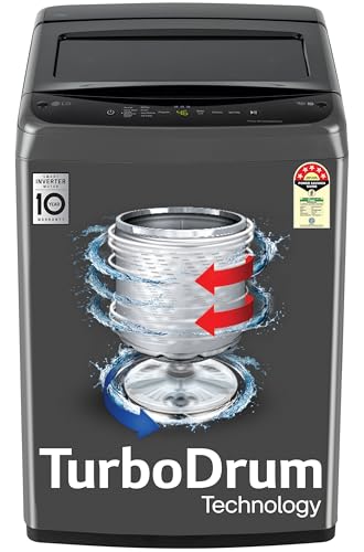 LG 7 Kg 5 Star Smart Inverter Technology Fully Automatic Top Load Washing Machine (2025 Model, T70VBMB1Z, Auto Prewash, Turbodrum, Stainless Steel drum, LED Display, Smart Diagnosis Middle Black)