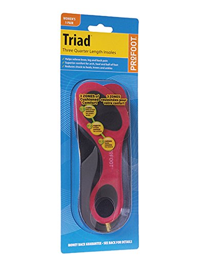 Profoot Triad Insoles – Three Quarter Length Insoles Ideal for Pronation, Foot, Knee, Back and Heel Pain and Plantar Fasciitis.- for Women-1 Pair