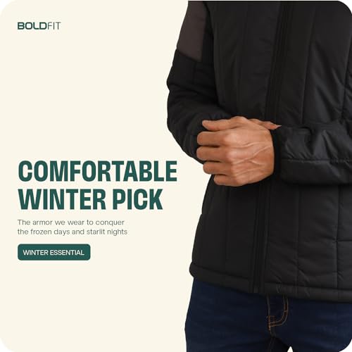 Boldfit Jacket For Men Winter Wear Puffer Jacket For Men Monsoon Winter Wear for men Men Hooded Winter Jackets For Men Padded Bomber Jacket For Men Full Sleeve Mens Jacket Winter Mens jacket Man