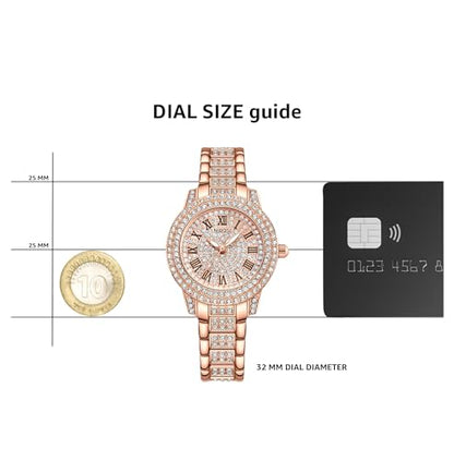 NIBOSI Women Wrist Watches Analog Rose Gold Dial Women's Watch for Girls&Miss&Ladies Diamond Studded with Stylish Girlfriend Watches