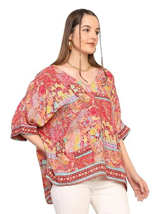 KE KANHA EXPORTS top Stylish Women Tops Multi-Neck Option-Round,v-Neck,Boat Neck Loose fit Variety of Sleeves Tops Boho Floral Western top fit to All Women Shape