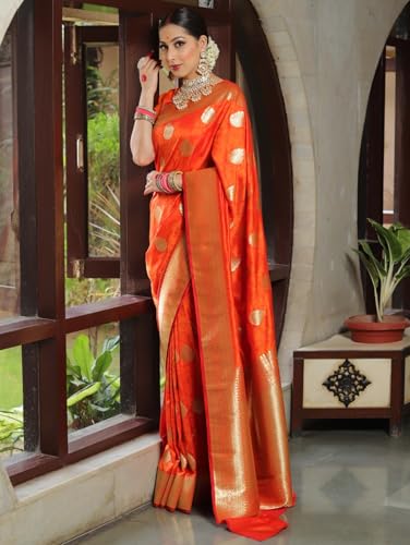 SGF11 Women's Trendy Kanjivaram Soft Lichi Silk Saree With Blouse Piece