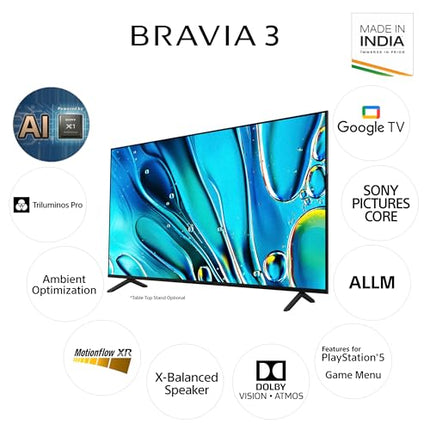 Sony BRAVIA 3 Series 126 cm (50 inches) 4K Ultra HD AI Smart LED Google TV K-50S30 (Black)