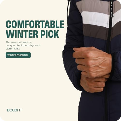 Boldfit Jacket For Men Winter Wear Puffer Jacket For Men Monsoon Winter Wear for men Men Hooded Winter Jackets For Men Padded Bomber Jacket For Men Full Sleeve Mens Jacket Winter Mens jacket Man