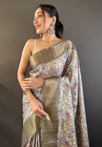 SGF11 Women's Kanjivaram Kalamkari Pure Soft Silk Printed Saree For Women's With Blouse Pieces