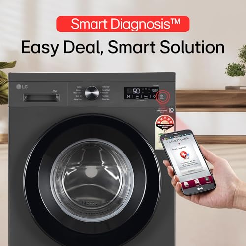 LG 7 Kg, 5 Star, Direct Drive Technology, Steam Wash, 6 Motion DD, Smart Diagnosis, Fully-Automatic Front Load Washing Machine (FHM1207SDM, Allergy Care, In-Built Heater, Touch Panel, Middle Black)