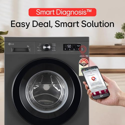 LG 7 Kg, 5 Star, Direct Drive Technology, Steam Wash, 6 Motion DD, Smart Diagnosis, Fully-Automatic Front Load Washing Machine (FHM1207SDM, Allergy Care, In-Built Heater, Touch Panel, Middle Black)