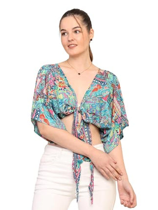 KE KANHA EXPORTS top Stylish Women Tops Multi-Neck Option-Round,v-Neck,Boat Neck Loose fit Variety of Sleeves Tops Boho Floral Western top fit to All Women Shape