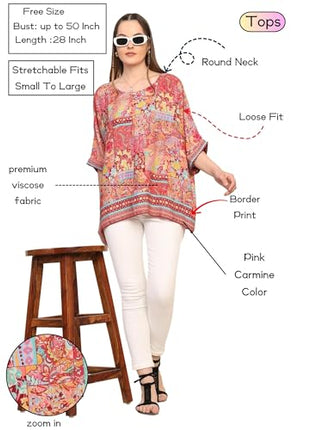 KE KANHA EXPORTS top Stylish Women Tops Multi-Neck Option-Round,v-Neck,Boat Neck Loose fit Variety of Sleeves Tops Boho Floral Western top fit to All Women Shape