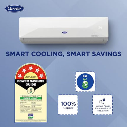 Carrier 1 Ton 5 Star Wi-Fi Smart Flexicool Inverter Split AC (Copper, Convertible 6-in-1 Cooling,Smart Energy Display,HD & PM 2.5 Filter, 2025 Model,ESTER EDGE FXi (Wi-Fi), CAI12EE5R35W0,White) 