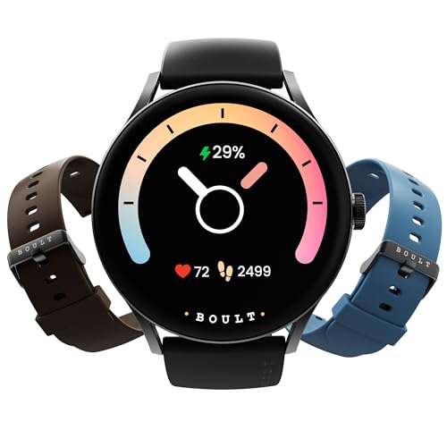 Boult Newly Launched Rover Pro Smart Watch 1.43'' AMOLED, Bluetooth Calling, IP68, Zinc Alloy Frame, 1000 Nits Brightness, AI Voice Assistant, SpO2 Monitoring, 120+ Sports Mode Smartwatch (Regal)