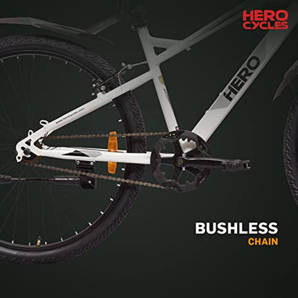 Hero Spinner 26 T Single Speed Cycle | MTB | White | Front Suspension | Unisex | Single Speed | 95% Assembled Cycle(Ready to Ride in 5 Min) 