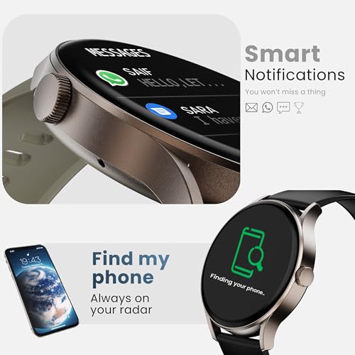 Boult Newly Launched Rover Pro Smart Watch 1.43'' AMOLED, Bluetooth Calling, IP68, Zinc Alloy Frame, 1000 Nits Brightness, AI Voice Assistant, SpO2 Monitoring, 120+ Sports Mode Smartwatch (Regal)