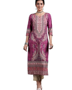 Libas Women's Crepe Paisley Straight Kurta (292610R Mauve 