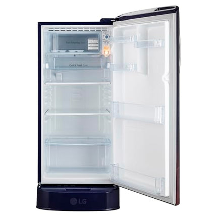 LG 185 L 5 Star Inverter Direct-Cool Single Door Refrigerator (GL-D201APZU, Shiny Steel, Base stand with drawer)