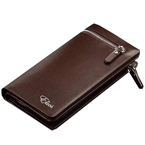 Elios Long Black PU Leather Wallet for Women (Black)