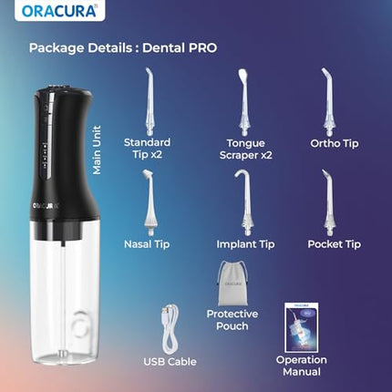 ORACURA® OC300 PRO Smart Pro Water Flosser® Blue | 365 Days Warranty | 4 Modes | Micro-Bubble Technology | 8 Nozzle Tip | 4 Vibrant Colours | 300ml Water Tank