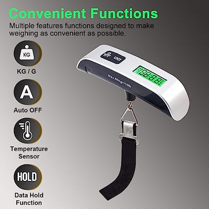 GLUN® Electronic Portable Digital LED Screen Luggage Weighing Scale, 50 kg/110 Lb For Multi-Purpose Use.