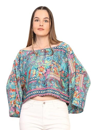 KE KANHA EXPORTS top Stylish Women Tops Multi-Neck Option-Round,v-Neck,Boat Neck Loose fit Variety of Sleeves Tops Boho Floral Western top fit to All Women Shape